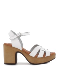 Sandalias plataforma piel mujer blancas