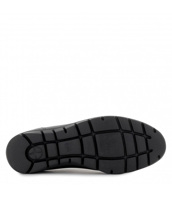 Zapato plano de piel negro y grabado coco con cuña ligera mujer