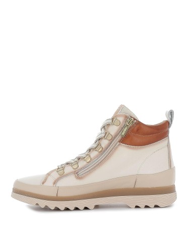Deportiva urbana alta acolchada de piel para mujer beige
