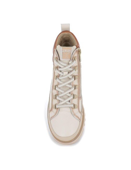 Deportiva urbana alta acolchada de piel para mujer beige