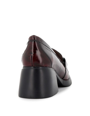 Mocasín tacón medio con hebilla para mujer rojo