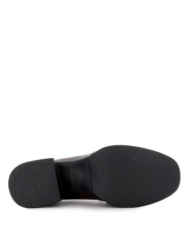 Mocasín tacón medio con hebilla para mujer rojo