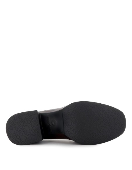 Mocasín tacón medio con hebilla para mujer rojo