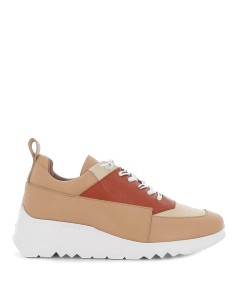 Zapato piel cordones tricolor beige