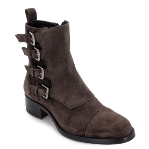 Botín piel serraje cuero hebillas mujer 2