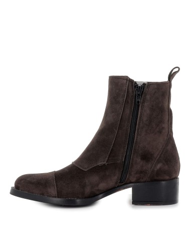 Botín piel serraje cuero hebillas mujer