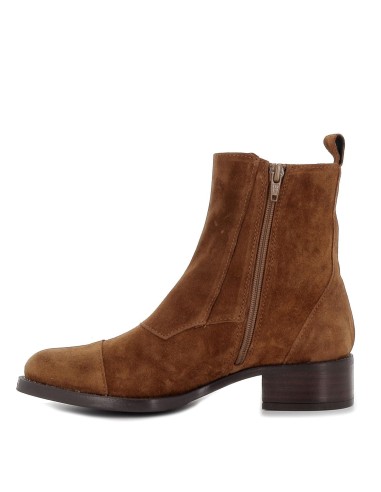 Botín piel serraje gris hebillas mujer Marrones