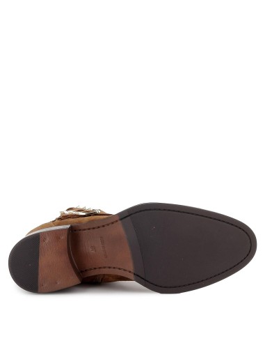 Botín piel serraje gris hebillas mujer Marrones