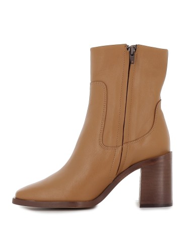 Botín piel tacón forrado mujer marrón