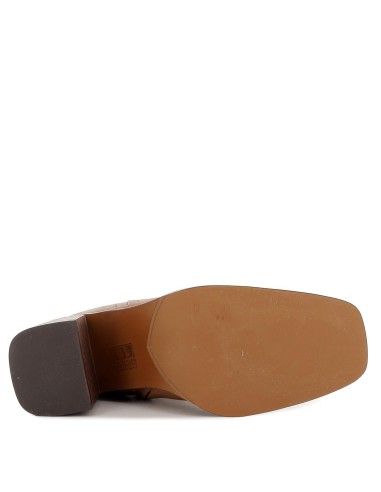 Botín piel tacón forrado mujer marrón