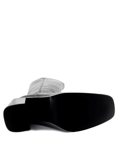 Bota alta piel + licra tacón forrado mujer negra