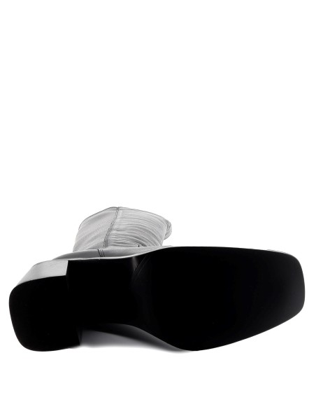 Bota alta piel + licra tacón forrado mujer negra