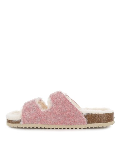 Zapatilla sandalia con pelo rosa