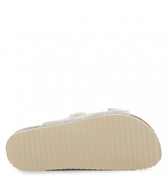 Zapatilla sandalia con pelo blanco