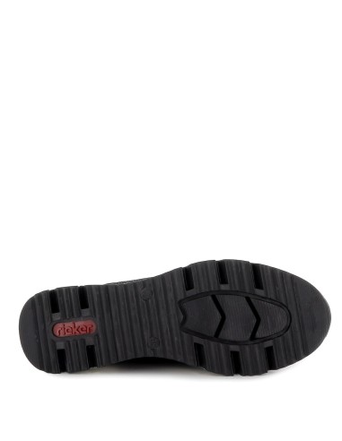 Botin cuña media licra y piel comodo mujer negro