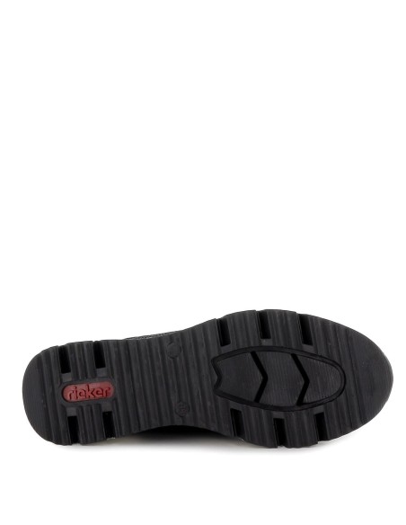 Botin cuña media licra y piel comodo mujer negro