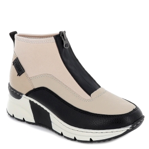 Botin cuña media licra y piel comodo mujer bicolor ByN 2