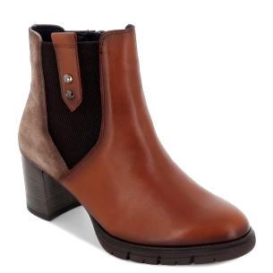 Botín elástico tacón piel marrón Marrones 2