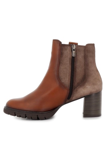 Botín elástico tacón piel marrón Marrones