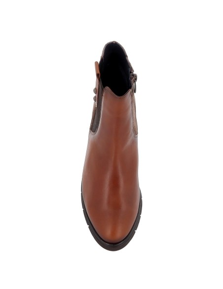 Botín elástico tacón piel marrón Marrones