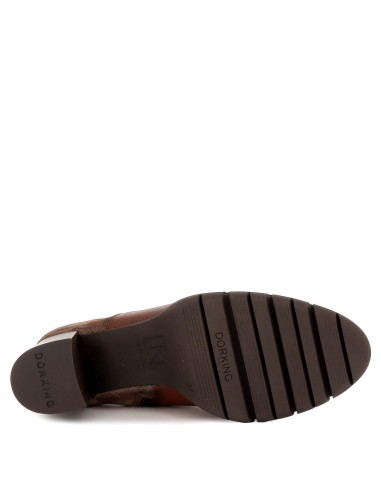 Botín elástico tacón piel marrón Marrones