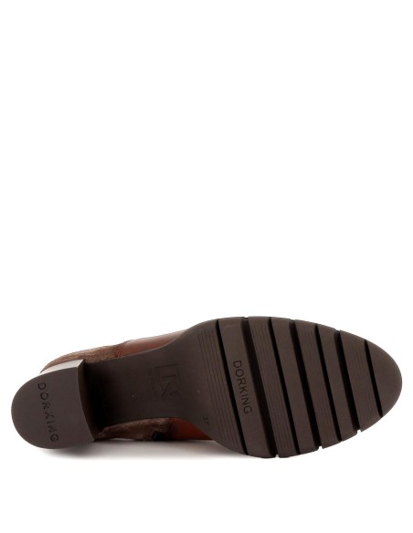 Botín elástico tacón piel marrón Marrones