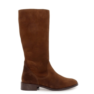 Bota media caña en piel serraje