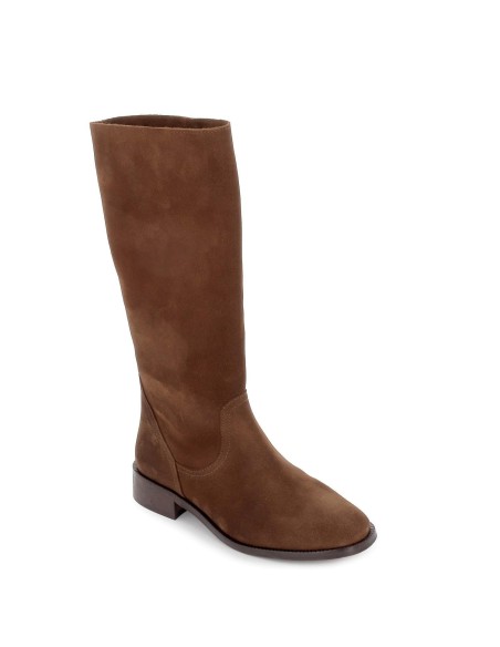 Bota media caña en piel serraje