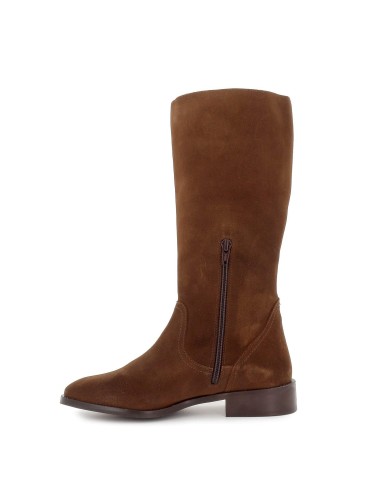 Bota media caña en piel serraje