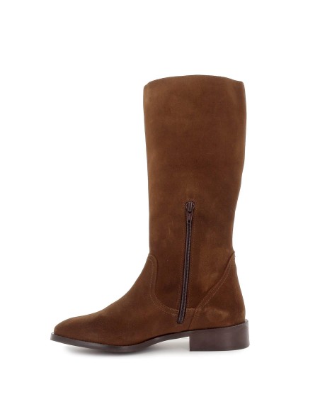 Bota media caña en piel serraje