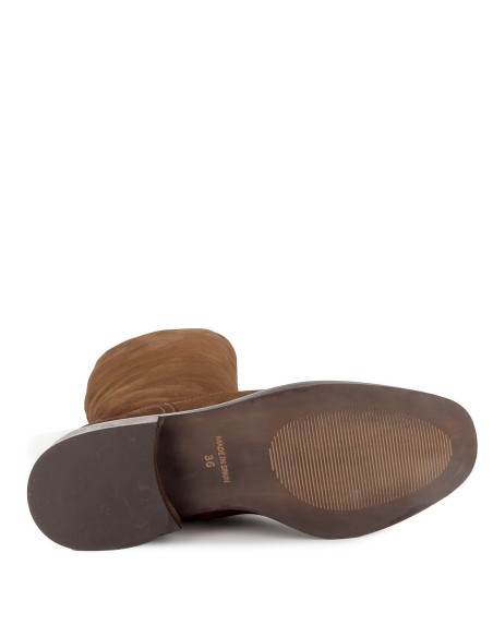 Bota media caña en piel serraje