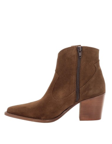 Bota media caña en piel serraje