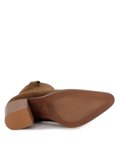 Bota media caña en piel serraje