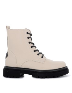 Bota militar beige con cremallera mujer