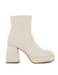 Botin plataforma mujer piel beige