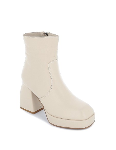 Botin plataforma mujer piel beige
