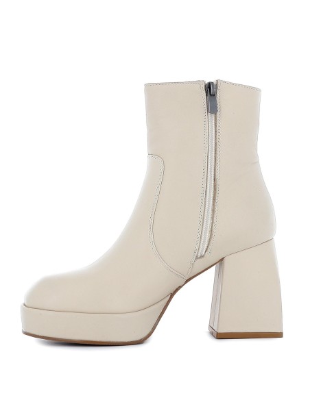 Botin plataforma mujer piel beige