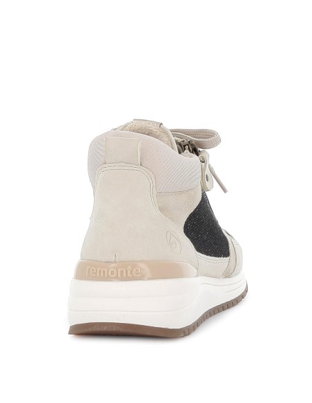 Zapatilla casual cremallera y cordones cuña mujer