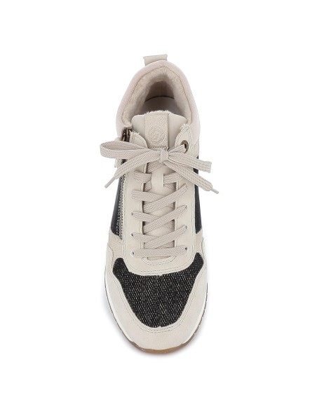 Zapatilla casual cremallera y cordones cuña mujer