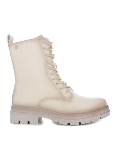 Bota militar blanca cordones para mujer