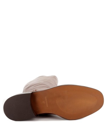 Bota plana de piel serraje taupe de mujer Marrones