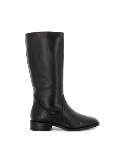 Bota plana de piel serraje negro de mujer Negro