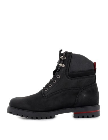 Bota cordones piel nobuck  hombre negro 