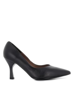 Zapato salon piel lisa negra mujer piso flexible