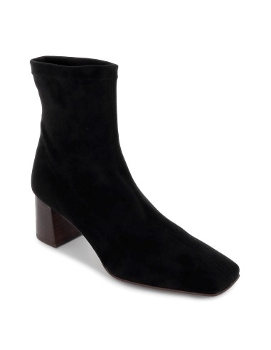 Bota negro licra tacón cubano horma cuadrada mujer