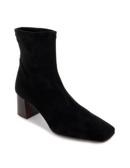 Bota negro licra tacón cubano horma cuadrada mujer