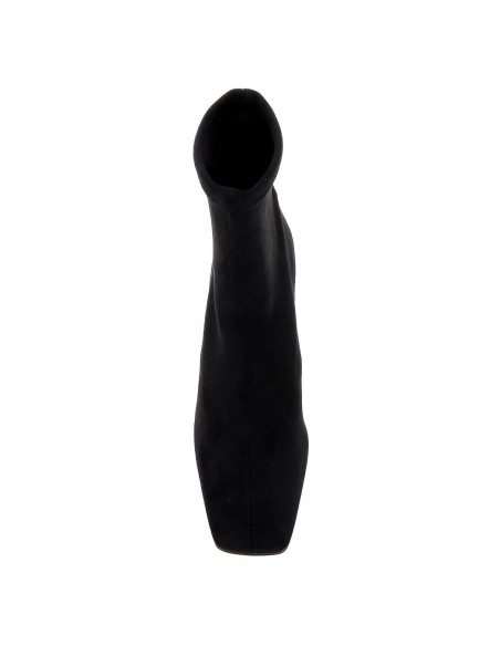 Bota negro licra tacón cubano horma cuadrada mujer