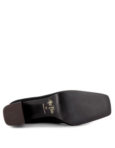 Bota negro licra tacón cubano horma cuadrada mujer