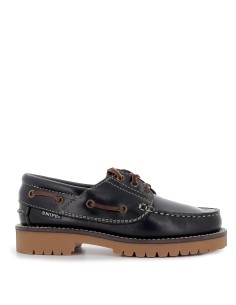 Zapato náutico de piel para hombre Azul