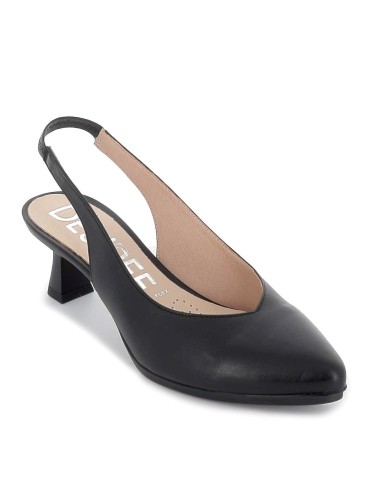 Salón destalonado piel tacón medio para mujer negro  Negro